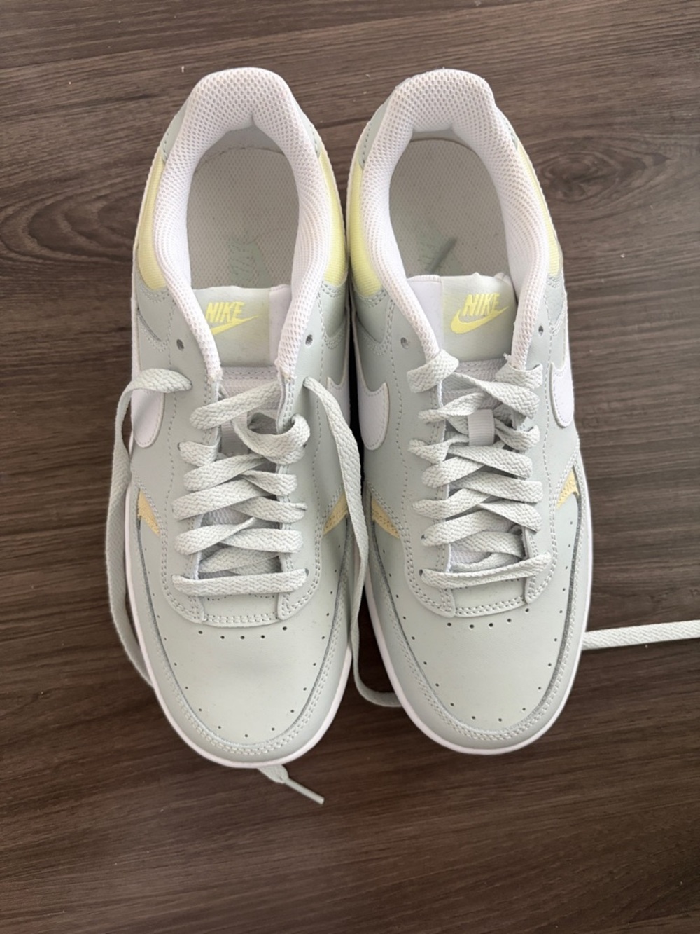 Nike Light Blue and Pale Yellow Low-Top AF 1